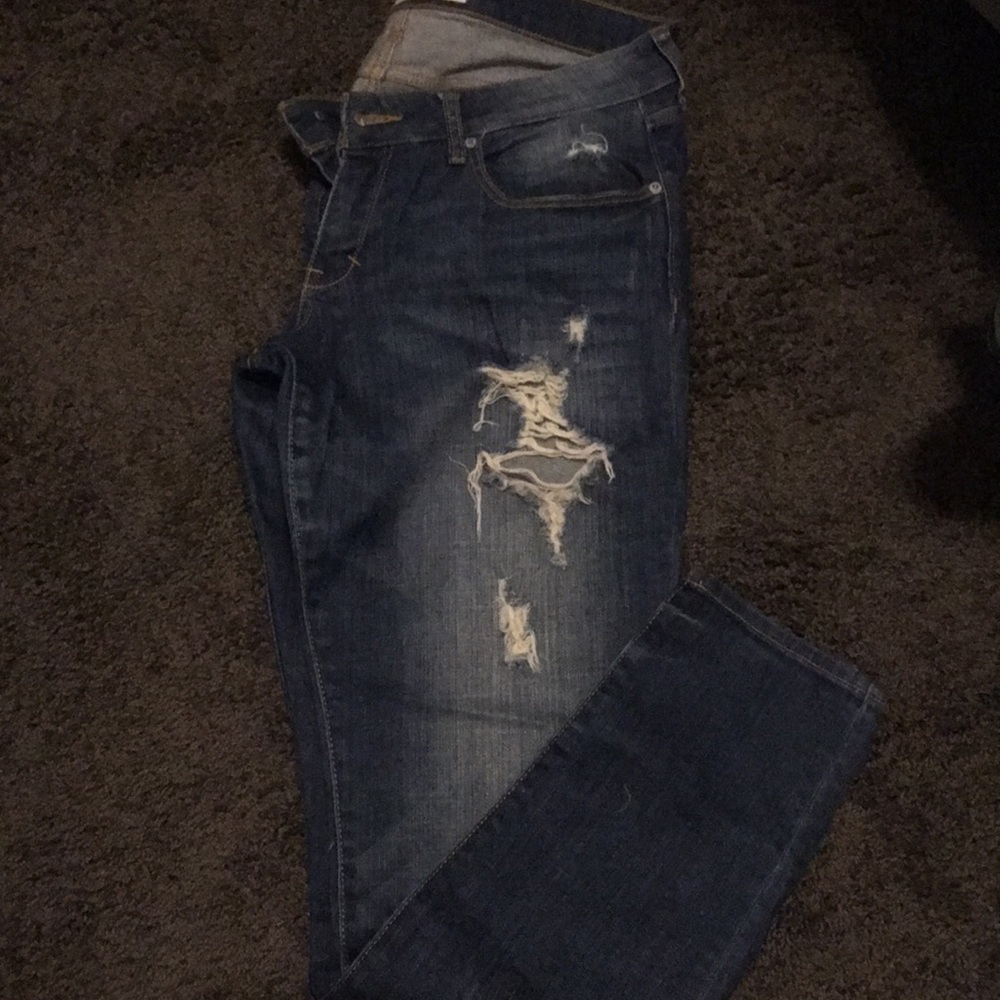 Abercrombie and Fitch distressed jeans.